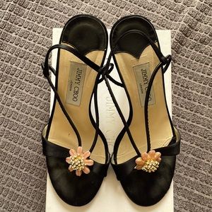Jimmy Choo size 7 Black satin sandals